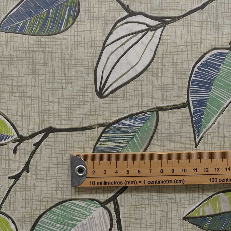 Tissu Demi Panama Bush Leaf Fond Lin - Tissus des Ursules