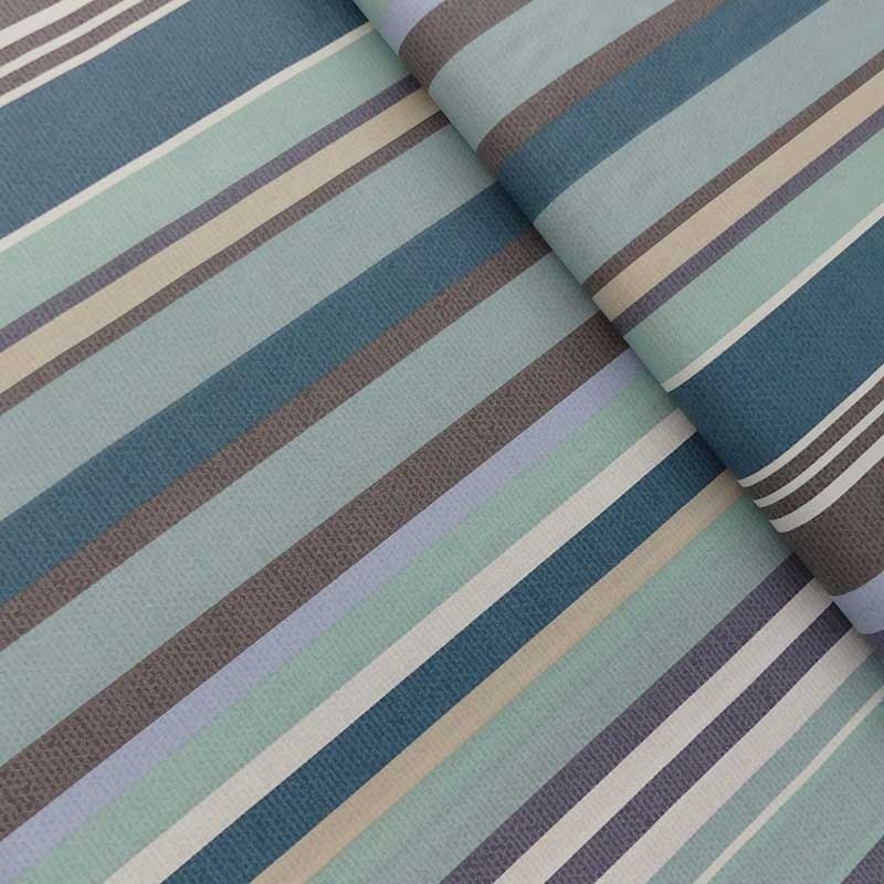 Tissu Enduit Garden Stripe Rayé Bleu