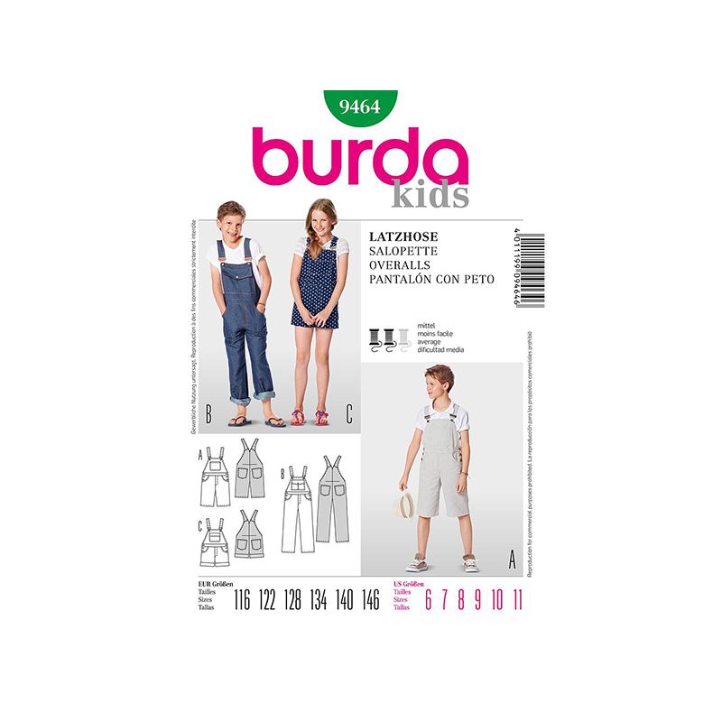 Patron Burda Kids 9464 Salopette 116/146