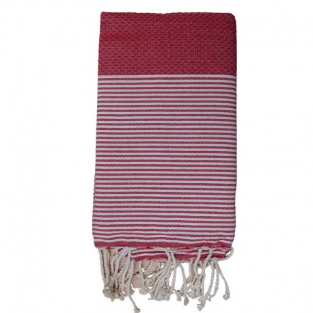 Fouta Frange Rayé Rouge