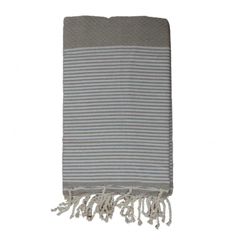 Fouta Frange Rayé Taupe