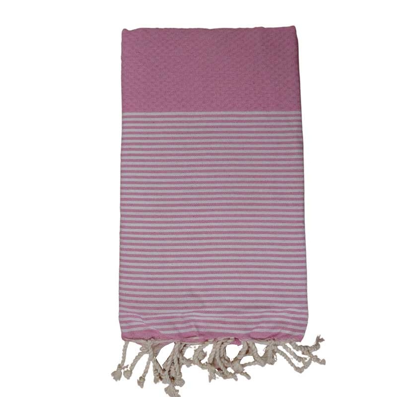 Fouta Frange Rayé Rose