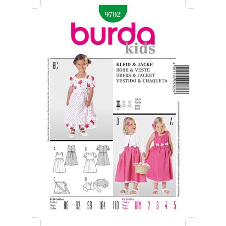 Patron Burda Kids 9702 Robe et Veste 86/110
