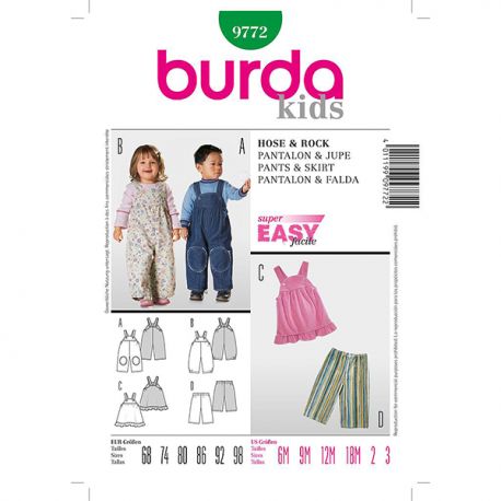 Patron Burda Kids 9772 Pantalon et Jupe 68/98