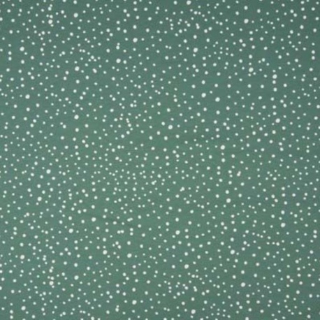 Tissu Popeline Imprimé Pois Fond Vert