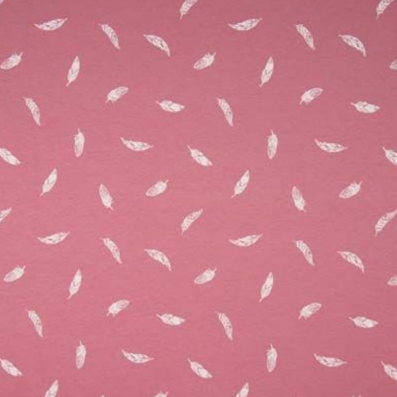 Tissu Popeline Imprimé Feuille Rose 