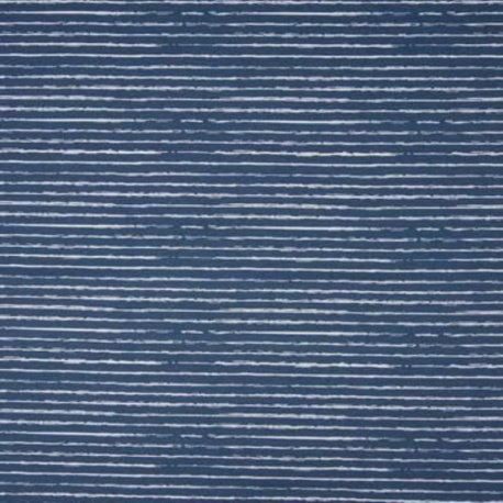 Tissu Popeline Imprimé Rayures Bleu Jeans 