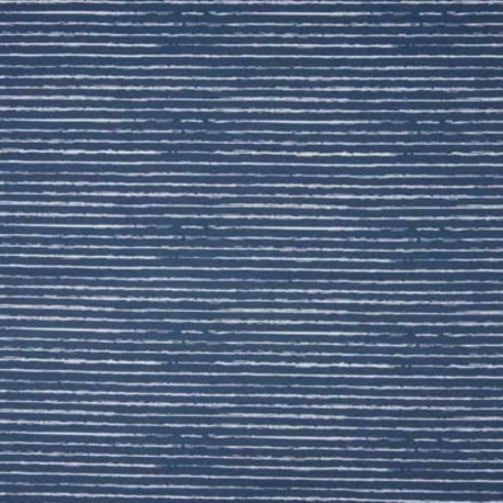 Tissu Popeline Imprimé Rayures Bleu Jeans 