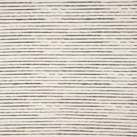 Tissu Popeline Imprimé Rayures Noir Fond Ecru 