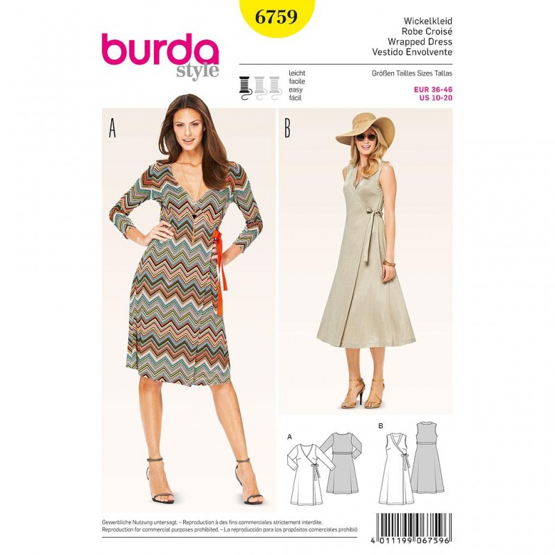 Patron Burda Style 6759 Robe 36/46