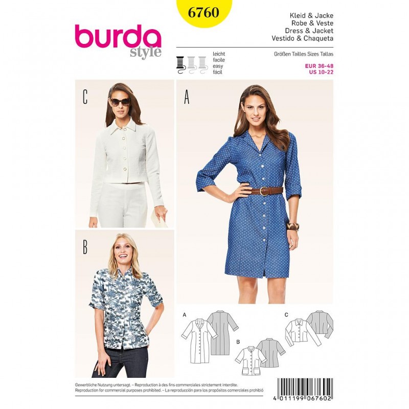 Patron Burda Style 6760 Robe et Veste 36/48