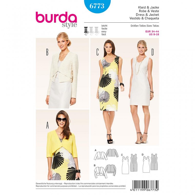 Patron Burda Style 6773 Robe et Veste 34/44