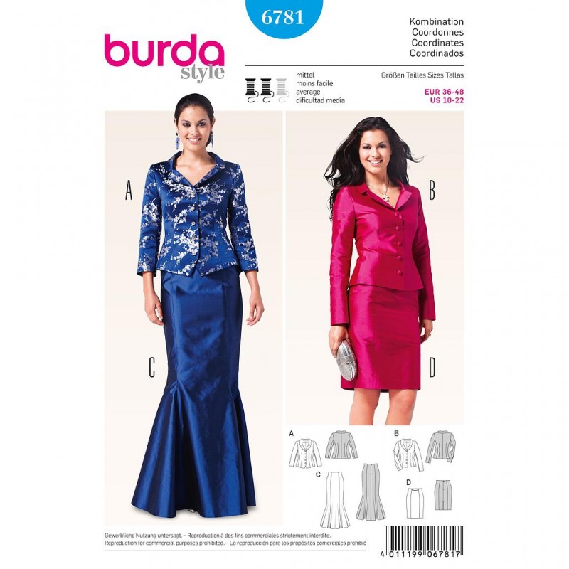 Patron Burda Style 6781 Ensemble Dame 36/48