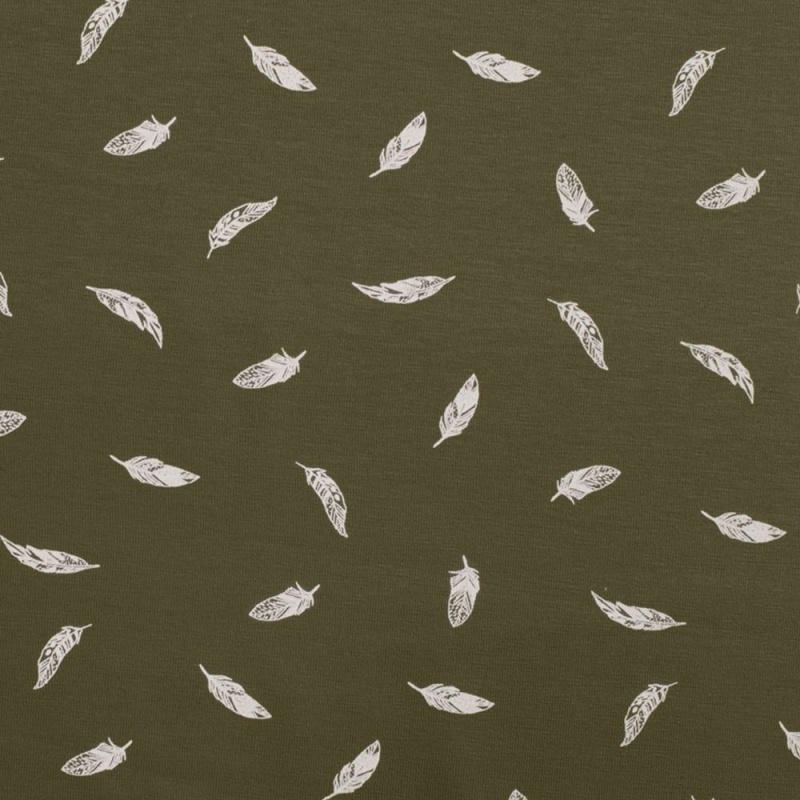 Tissu Jersey Coton Plume Vert Army