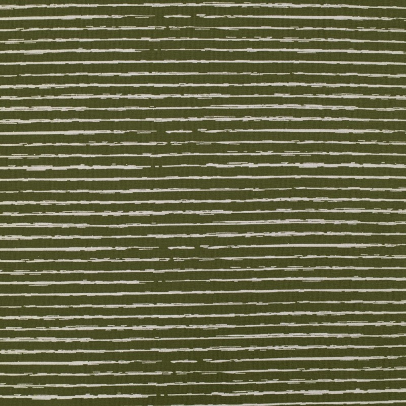 Tissu Jersey Coton Rayures Vert Army