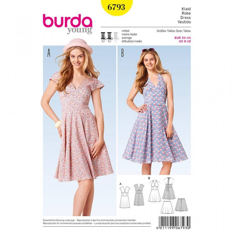 Patron Burda Style 6793 Robe 34/44