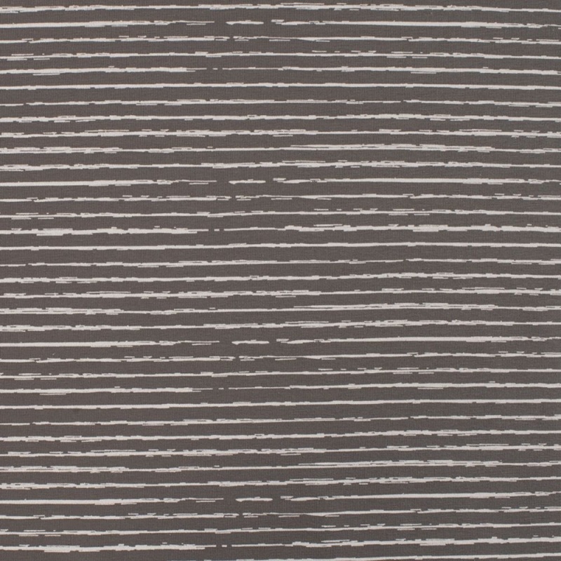 Tissu Jersey Coton Rayures Gris 