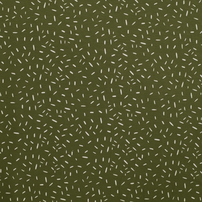 Tissu Jersey Coton Confetti Vert Army 