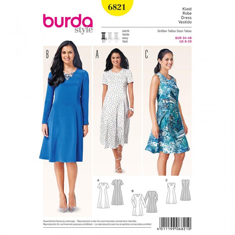 Patron Burda Style 6821 Robe 34/46