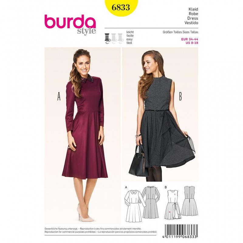 Patron Burda Style 6833 Robe 34/44