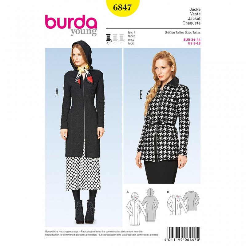Patron Burda Style 6847 Veste 34/44