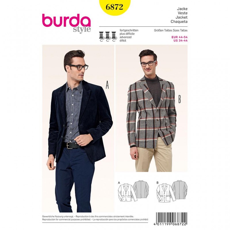 Patron Burda Style 6872 Veste 44/54