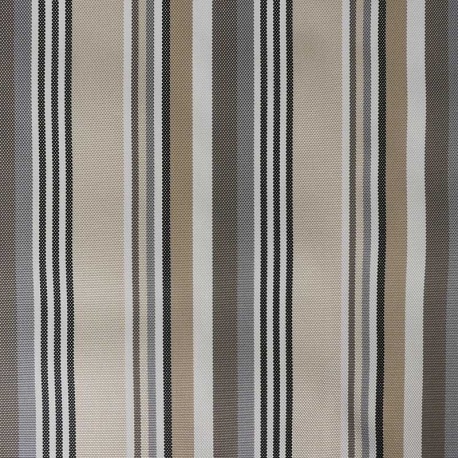 Tissu Déperlant Marina Rayure Gris Noir 
