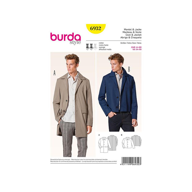 Patron Burda Style 6932 Manteau et Veste 44/60