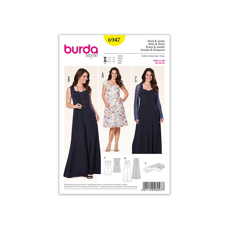 Patron Burda Style 6947 Robe et Veste 44/60