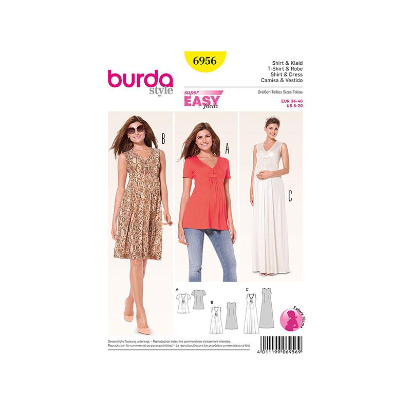 Patron Burda Style 6956 T-shirt et Robe 34/46