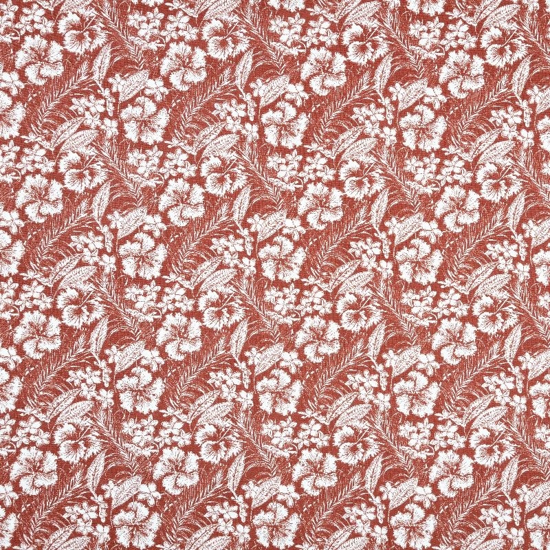 Tissu Imprimé Hibiscus Terracotta
