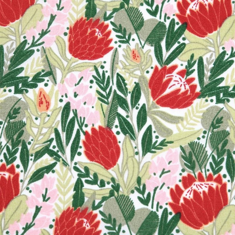 Tissu Imprimé Tiare Rouge - Tissus des Ursules