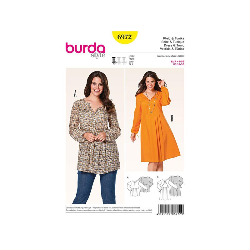 Patron Burda Style 6972 Robe et Tunique 44/56