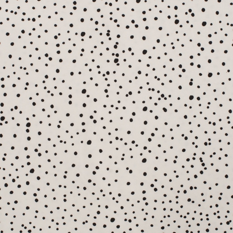 Tissu Jersey Confetti Noir Fond Ecru