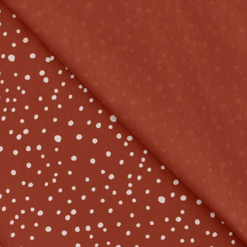 Tissu Jersey Confetti Fond Brique Tissus des Ursules