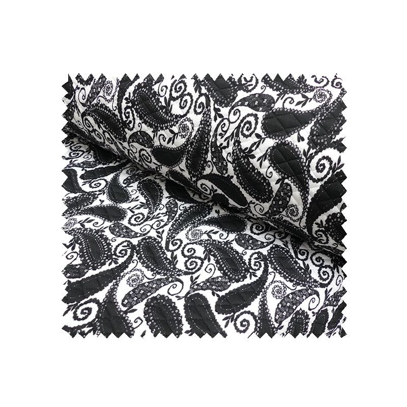 Tissu Motif Cashemire Noir Blanc