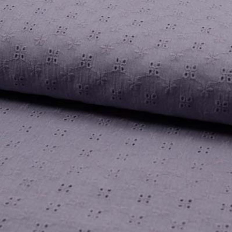 Tissu Double Gaze Broderie Anglaise Lilas