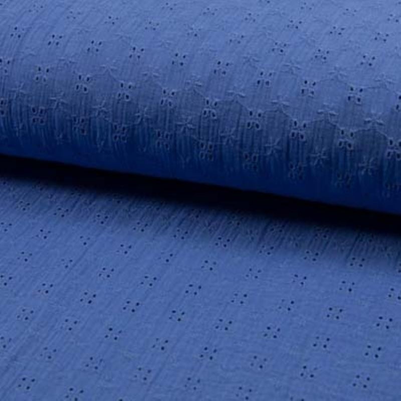 Tissu Double Gaze Broderie Anglaise Lavande