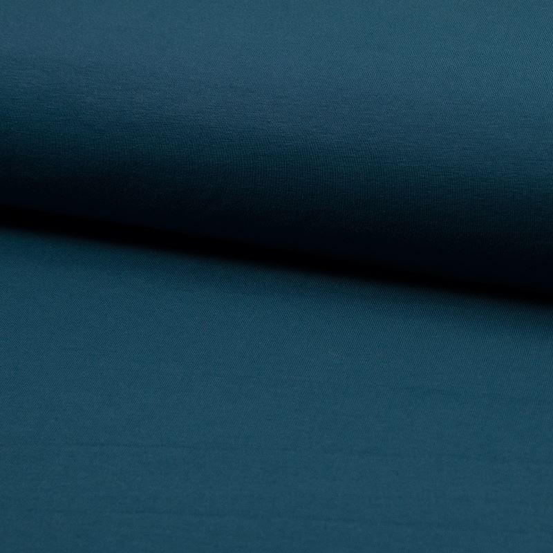 Tissu Jersey Coton Bio Bleu Pétrole