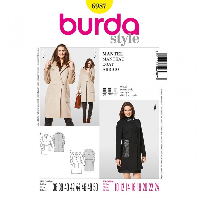 Patron Burda Style 6987 Manteau 36/50