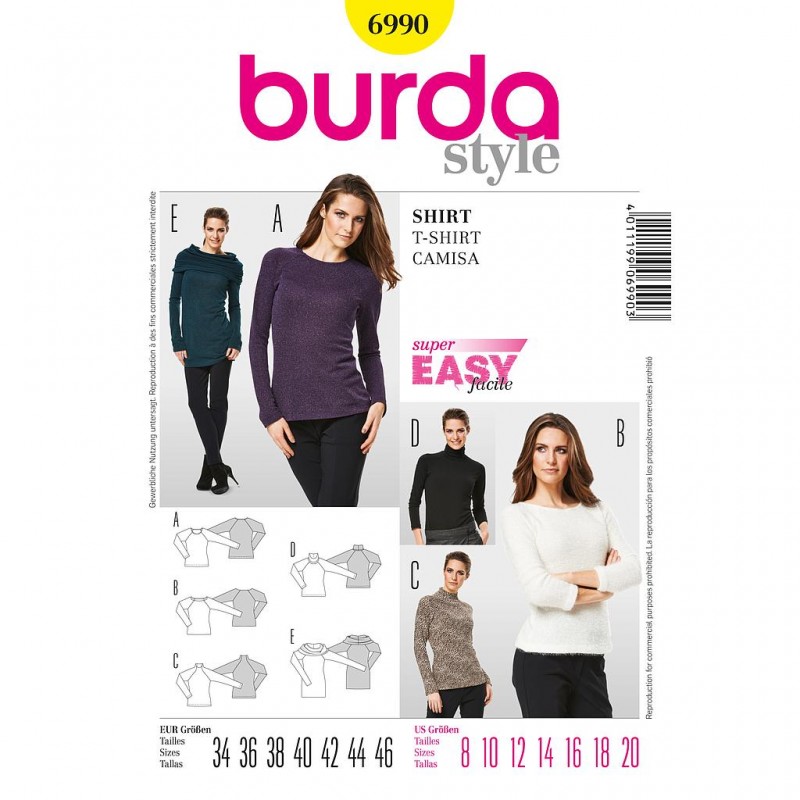 Patron Burda Style 6990 T-Shirt 34/46