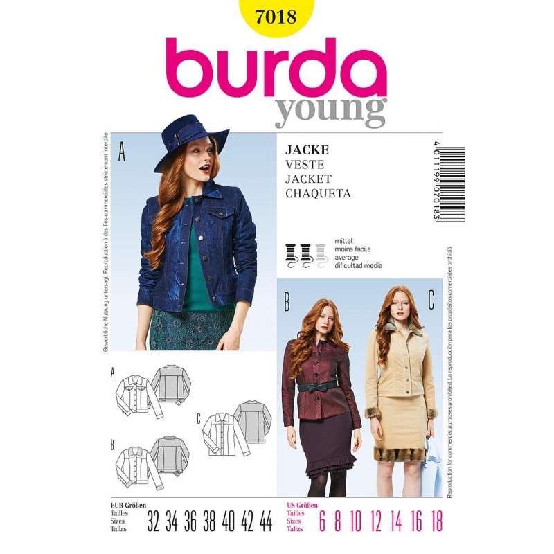 Patron Burda Style 7018 Veste 32/44