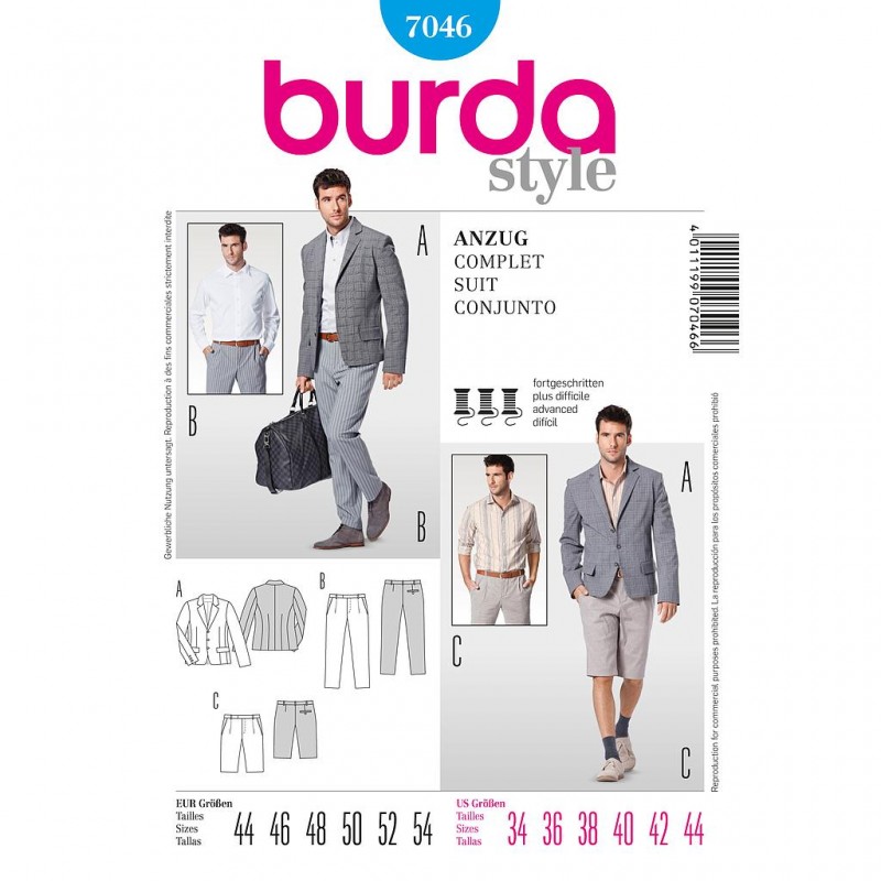 Patron Burda Style 7046 Ensemble Homme 44/54