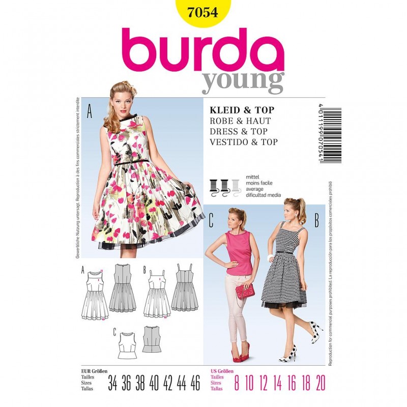 Patron Burda Style 7054 Robe et Débardeur 34/46