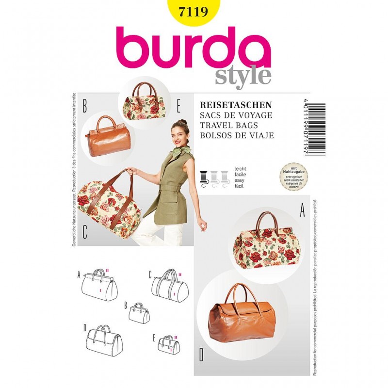 Patron Burda Style 7119 Sacs de Voyage