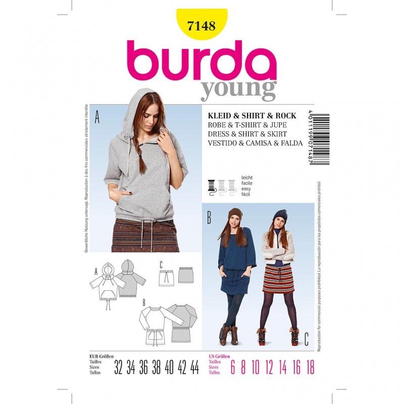 Patron Burda Style 7148 Shirt Jupe Robe Tunique 32/44