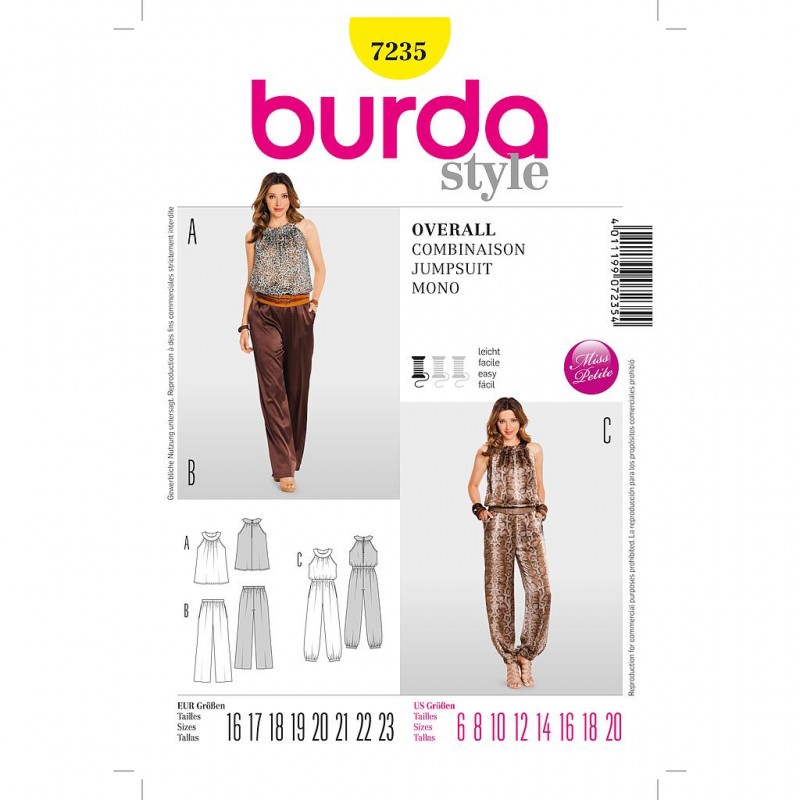 Patron Burda Style 7235 Young Combinaison 16/23