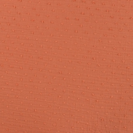 Tissu Double Gaze Pois Orange