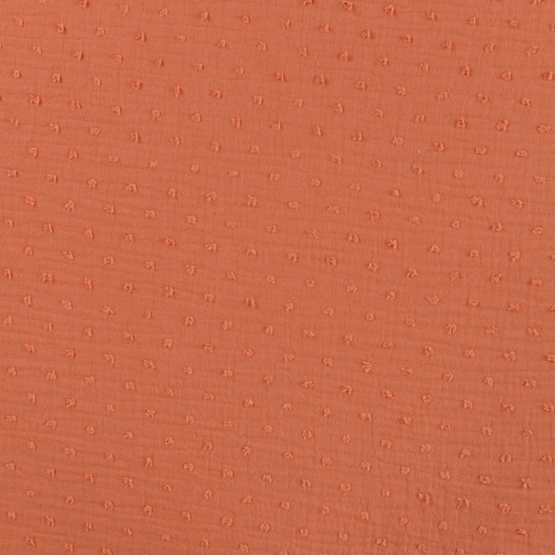 Tissu Double Gaze Pois Orange