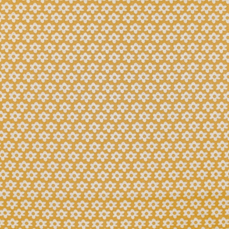 Tissu Imprime Paquerette Ocre 